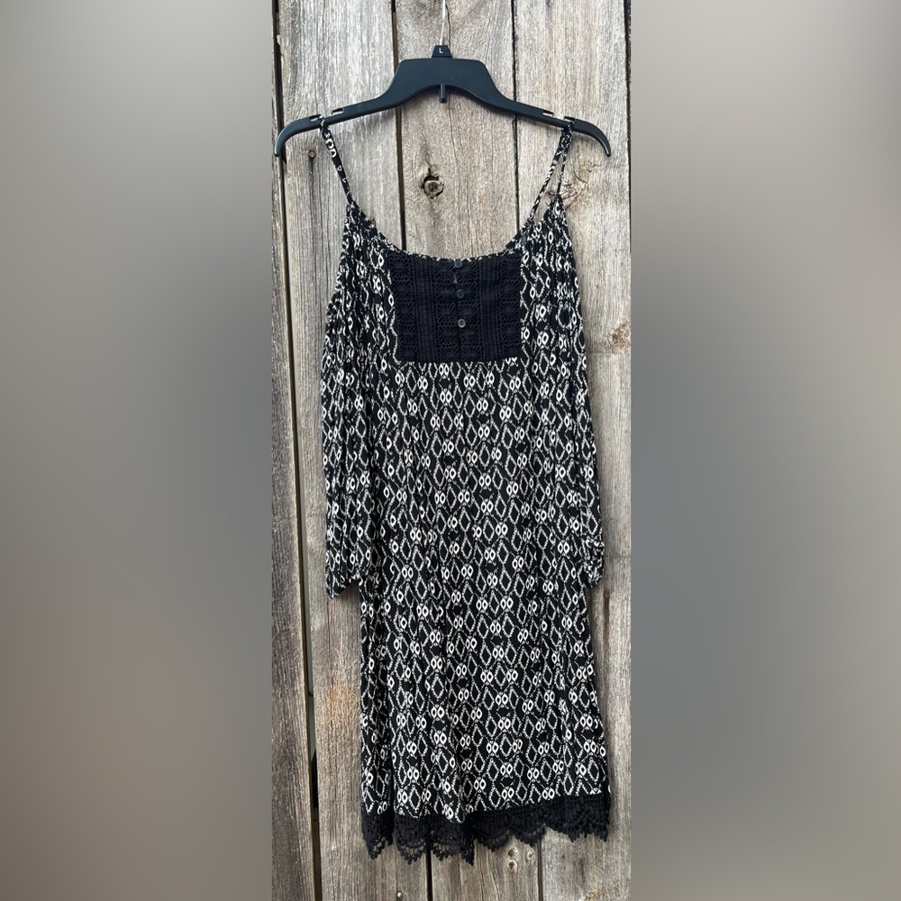 Charming Charlie Black and White Smocked Camisole Dress